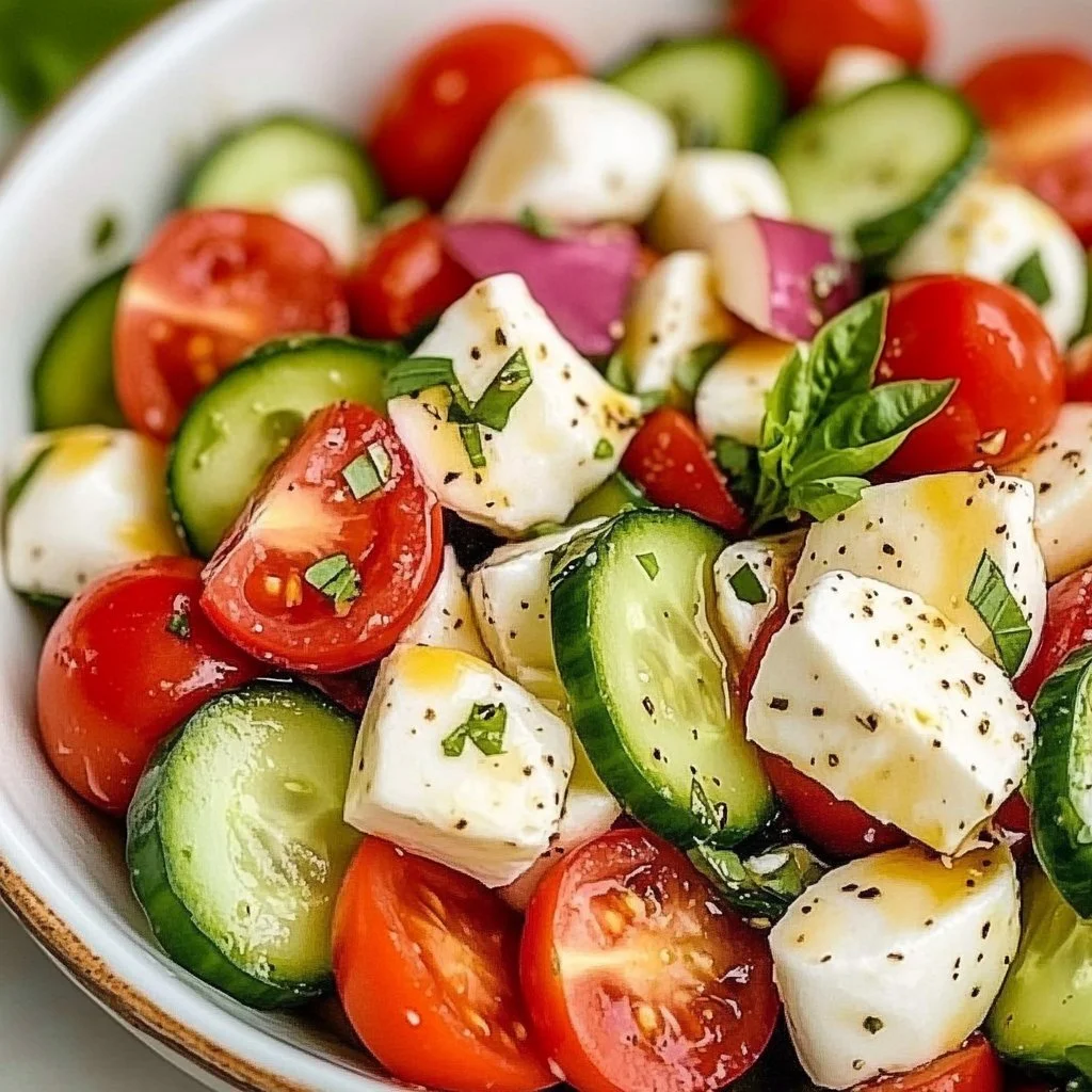Juicy Cucumber Caprese Salad