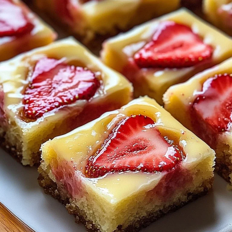 Irresistible lemon bars topped with vibrant strawberry swirl on a plate.