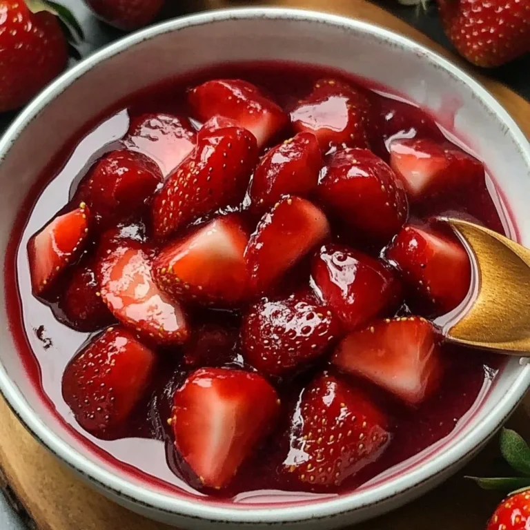 Delicious homemade strawberry compote served on pancakes