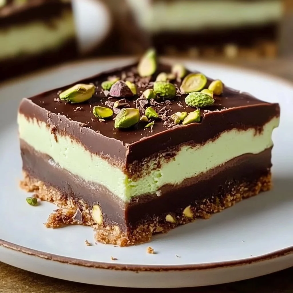 Chocolate Pistachio Cream Pie Bars