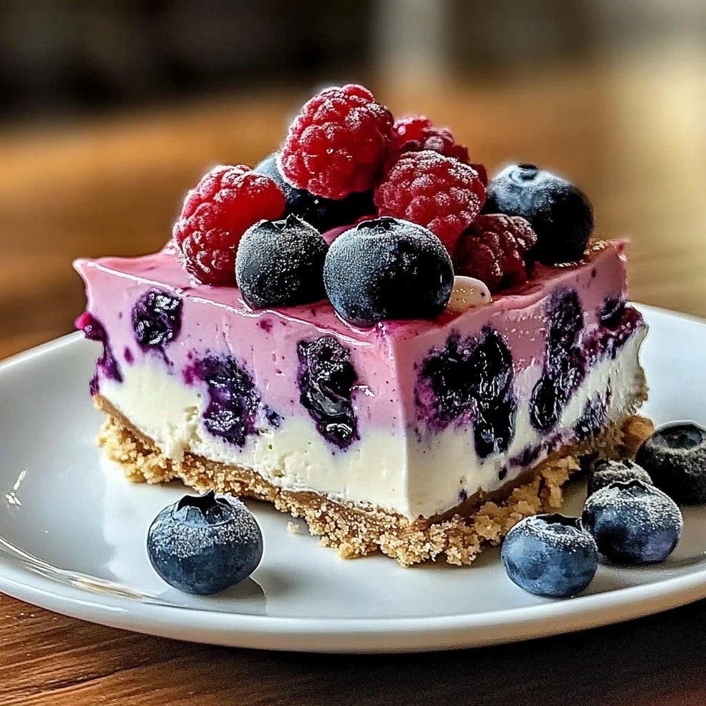 Easy Patriotic Blueberry Cheesecake Icebox Cake