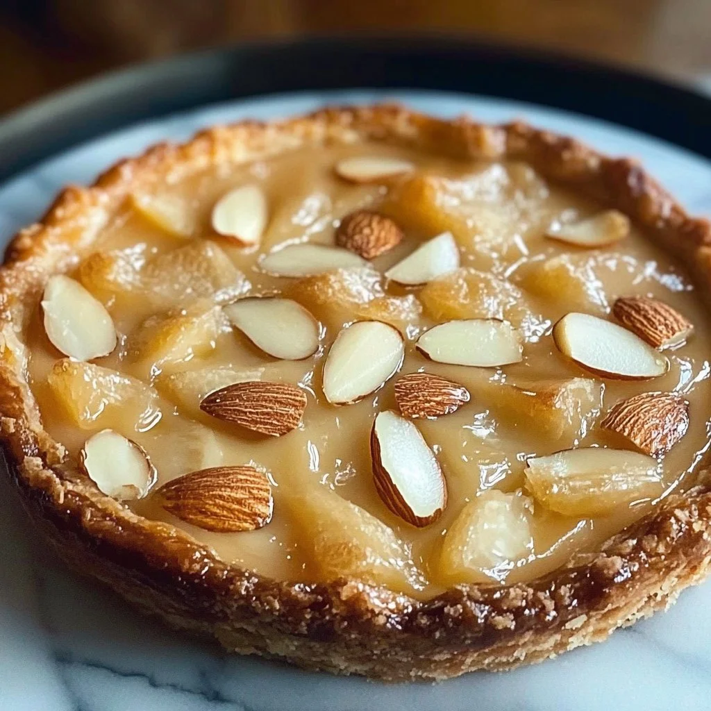 Irresistible Almond Cream Tart with almond topping and a crisp crust