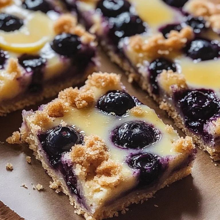 Delicious lemon blueberry crumb bars on a plate, garnished with lemon slices