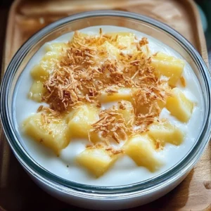Delicious Pina Colada Lush dessert with coconut and pineapple layers.