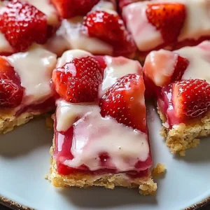Delicious homemade strawberry pie bars on a plate