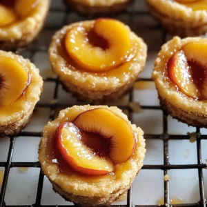 Mini Peach Cobbler Cheesecakes with fresh peaches and crumbly topping