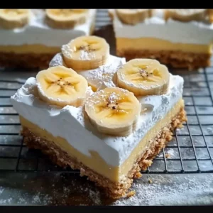 Delicious Vanilla Wafer Banana Pudding Bars on a serving platter