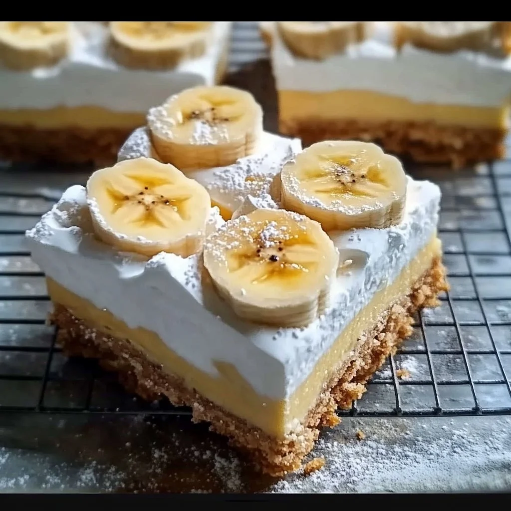Delicious Vanilla Wafer Banana Pudding Bars on a serving platter