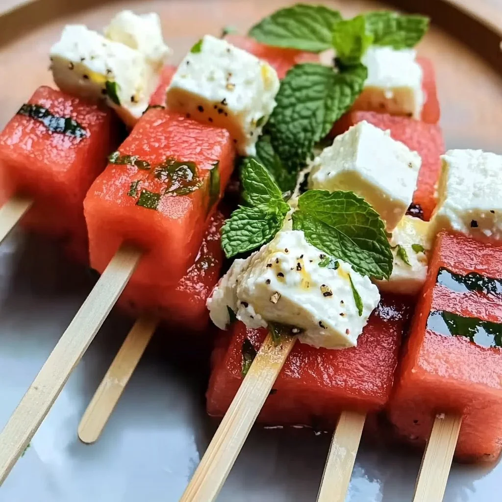 Watermelon Feta Mint Skewers